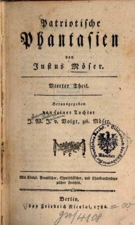 Patriotische Phantasien, Vierter Theil