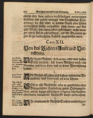 Cap. XII. Von des Richters Ambt und Verrichtung