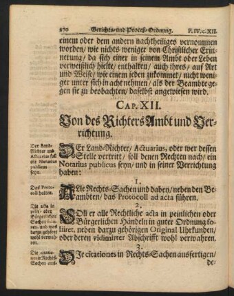 Cap. XII. Von des Richters Ambt und Verrichtung