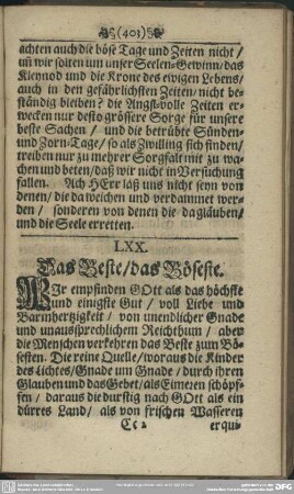 LXX. Das Beste, Das Böseste