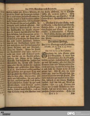 Die andere Predigt, Am XVIII. Sonntage nach Trinitatis.