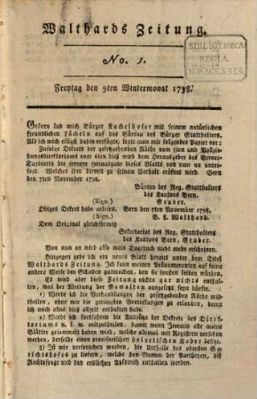 Walthards Zeitung, [3] = 1798/99, 9. Nov. - 10. März