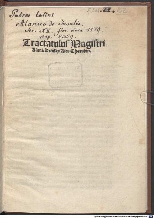 Tractatulus Magistri Alani: De Sex Alis Cherubin