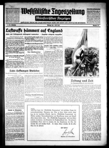 Titelseite einer Zeitung