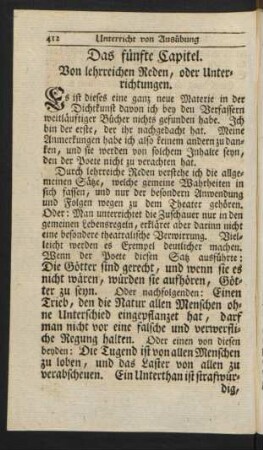 Das fünfte Capitel. Von lehrreichen Reden, oder Unterrichtungen