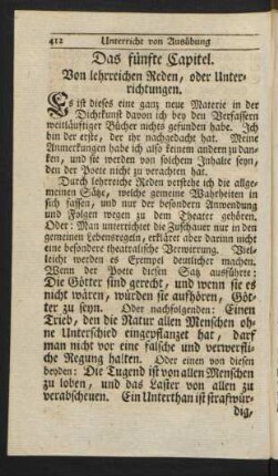 Das fünfte Capitel. Von lehrreichen Reden, oder Unterrichtungen