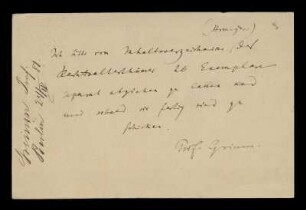 Brief von Herman Grimm an Dieterichsche Buchhandlung, Göttingen