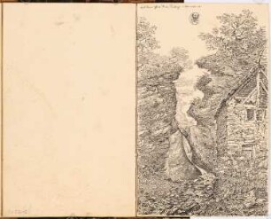 Reiseskizzenbuch 1828: Schlucht: Perspektivische Ansicht einer Schlucht