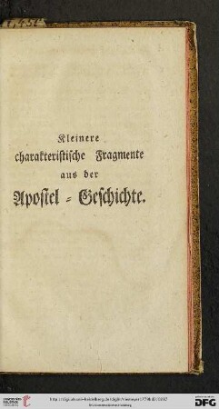 Kleinere charakteristische Fragmente aus der Apostel-Geschichte