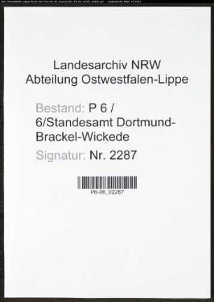 Heiratsregister Standesamt Dortmund-Brackel-Wickede(XVII)