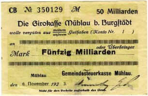 Gutschein über Fünfzig Milliarden Mark
