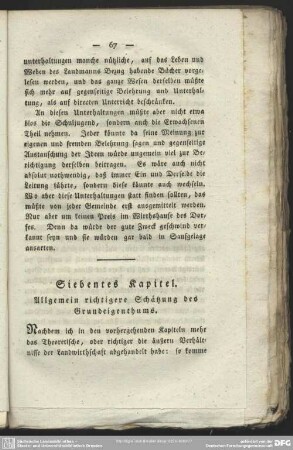 Siebentes Kapitel. Allgemein richtigere Schätzung des Grundeigenthums