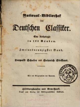 Anthologie aus den Werken : [mit der Biogr. des Autors]