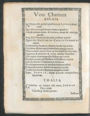 Vota Charitum Aglaia