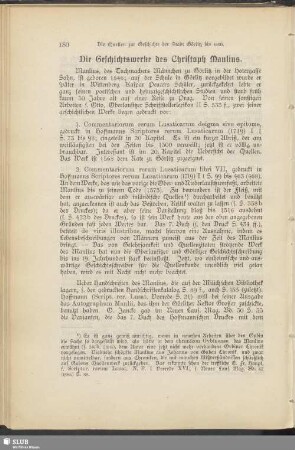 Die Geschichtswerke des Christoph Manlius