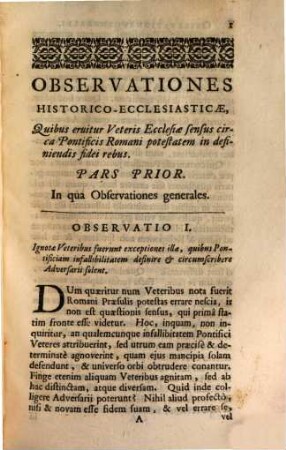 Observationes historico-ecclesiasticae quibus cruitur ... sensus circa pontificis romani potestatem ...
