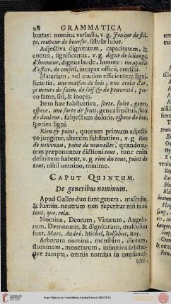 Cap. V: De Generibus nominum