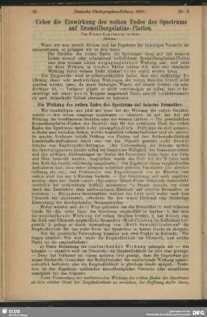 Ueber die Einwirkung des rothen Endes des Spectrums auf Bromsilbergelatine-Platten