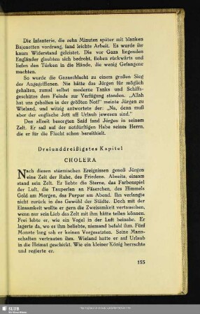 Dreiunddreißigstes Kapitel: Cholera