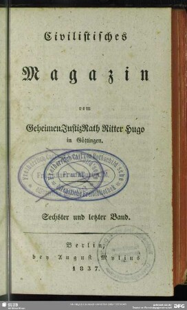 6.1827/37(1837): Civilistisches Magazin