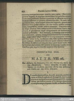 Observatio XXIX. Ad Matth. VIII. 16.