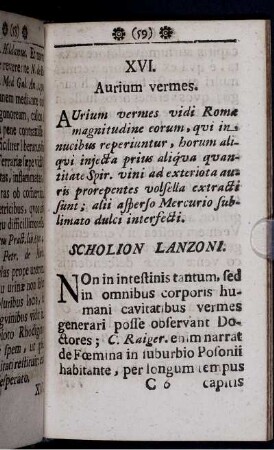XVI. Aurium vermes