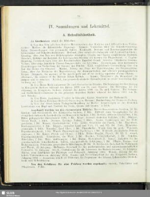 IV. Sammlungen und Lehrmittel