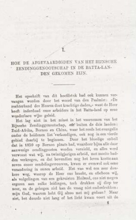 I. Hoe de afgevaardigden van het rijnsche zendinggenootschap in de Batta-Landen gekomen zijn
