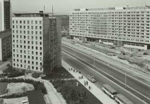 Dresden. Blick von einem Hochhaus an der Christianstraße nach Süden über die anliegenden Neubauten