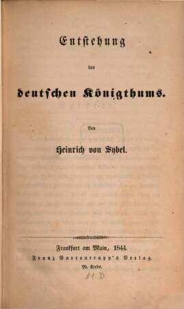 Entstehung des deutschen Königthums