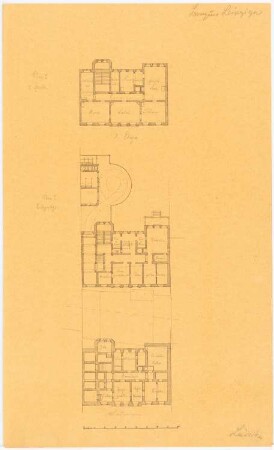 Haus Bankier Leipziger: Grundrisse Souterrain, Erdgeschoss, 1. Obergeschoss, Maßstabsleiste