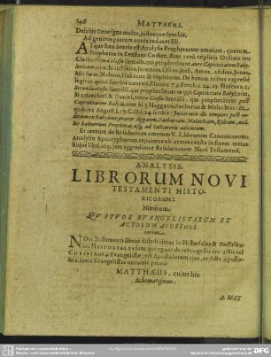 Analysis Librorum Novi Testamenti Historicum