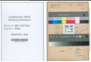 Entnazifizierung Karl Siepmann , geb. 05.12.1906 (Metzger)