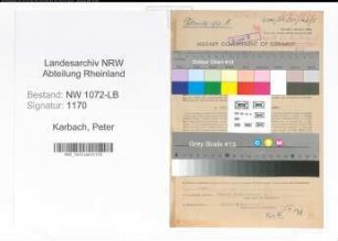 Entnazifizierung Peter Karbach , geb. 14.10.1904 (Optiker)