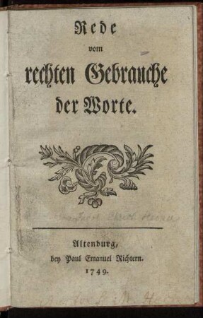 Rede vom rechten Gebrauche der Worte