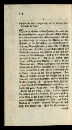 6. Ursachen der öftern Hungersnoth, und der häufigen Feuersbrünste in Sina