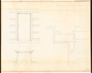 Reichsluftfahrtministerium, Berlin: Verbindungsbau: Außentür Ansicht, Grundriss 1:10, Detail 1:1