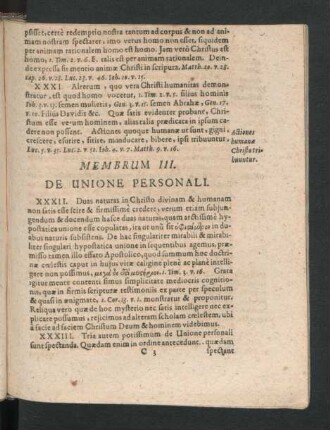 Membrum III. De Unione Personali.