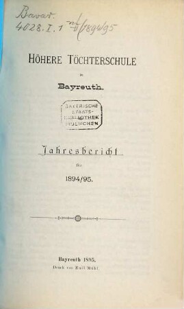 Jahres-Bericht. 1894/95