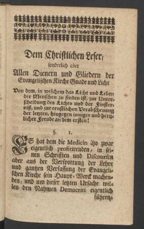 Dem Christlichen Leser, ...