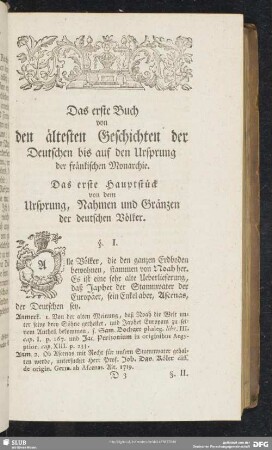 Das erste Buch von den ältesten Geschichten der Deutschen bis auf den Ursprung der fränkischen Monarchie