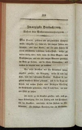 Zwanzigste Beobachtung. Ueber die Gebärmutterpolypen.