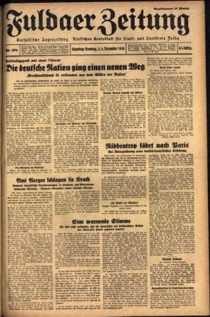 Ausgabe vom Sonntag, den 04. Dezember 1938.