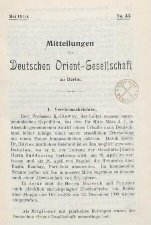 Mitteilungen der Deutschen Orient-Gesellschaft