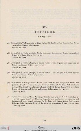 XVI. Teppiche (Nr. 465-470)