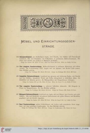 Möbel und Einrichtungsgegenstände (Nr. 493 - 573)