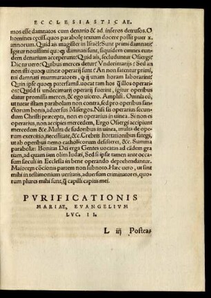 Purficationis Mariae, Evangelium Luc. II.