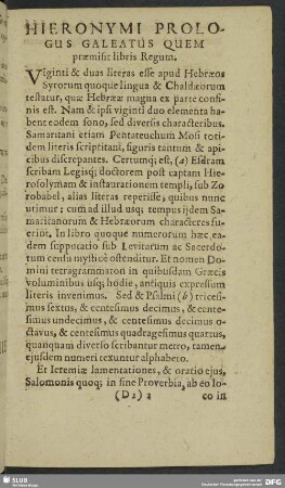 Hieronymi Prologus Galeatus Quem praemisit libris Regum