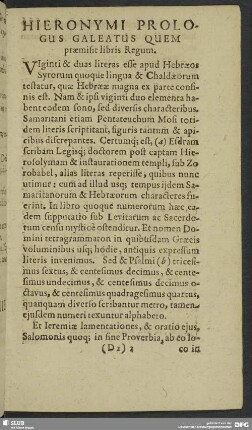 Hieronymi Prologus Galeatus Quem praemisit libris Regum