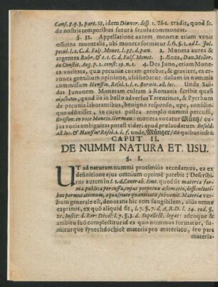 Caput II. De Nummi Natura Et Usu.